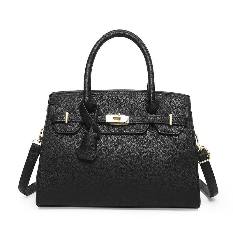 Bag women's early spring new simple solid color shoulder bag fashion temperament lychee pattern handbag