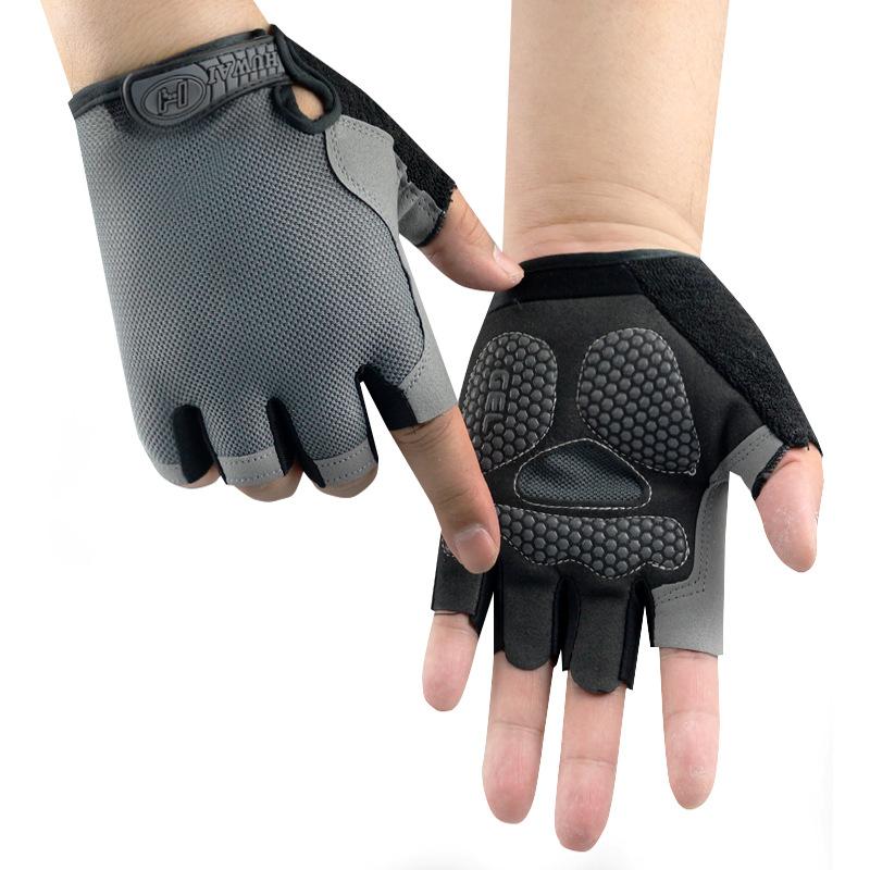 Half-finger Gloves Outdoor Cycling Sports Summer Sun Protection Yoga Driving Shock Absorption Non-slip Silicone Disc Mesh Breathable Design