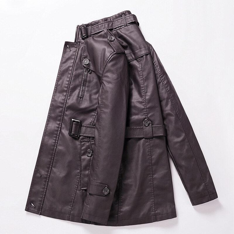 Leder Herren Winter Verdickte Samtjacke Jugend Lässige Mittellange Warme Baumwolljacke