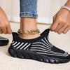 Ladies Knitted Walking Shoes Breathable Mesh Women's Flats Jogging Casual Sports Shoes Lightweight Slip-on Loafers