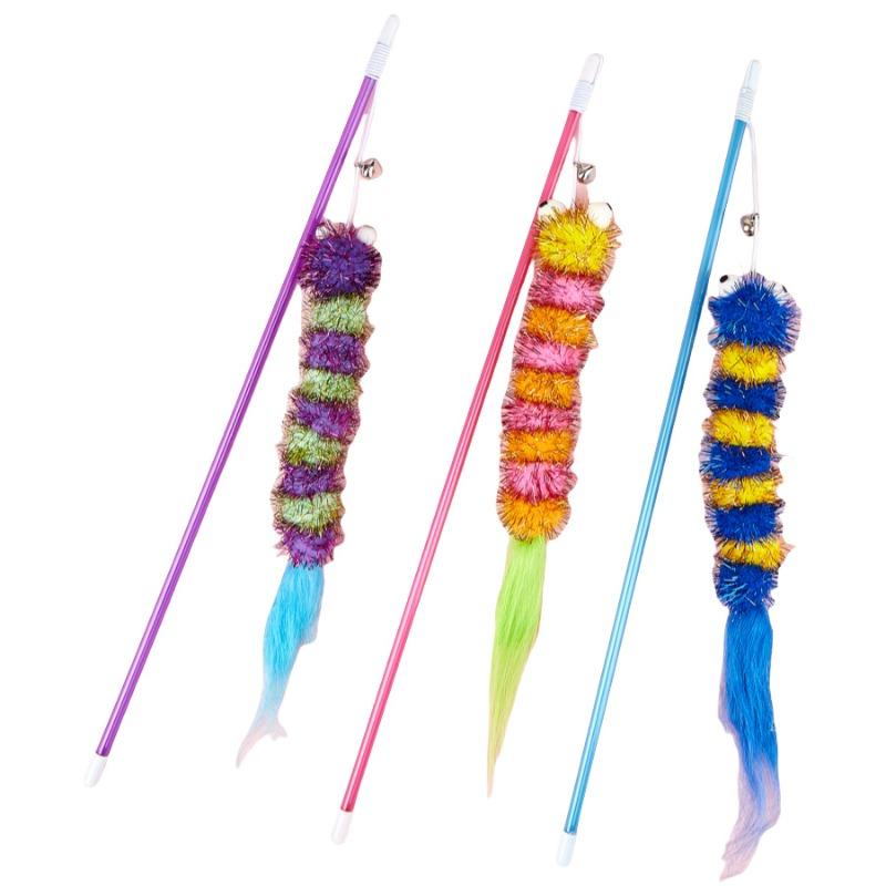 Simulierte Plüschraupe Katzenspielzeug, Interaktive Selbstunterhaltung, Spaß, Katzen-Reizwerkzeug, Haustierbedarf, Elastisches Seil Katzen-Reizstab