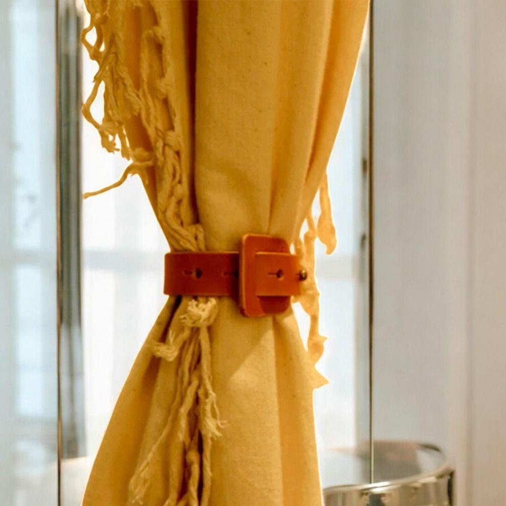 PU Leather Curtain Tie Strap Solid Color Curtains Fixing Tool Curtains Clamp Buckle  Bedroom