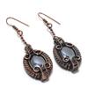 Shungite Handmade Gemstone Earrings, 999 Copper Wire Wrapped Earrings Antique Jewelry, For Thanksgiving
