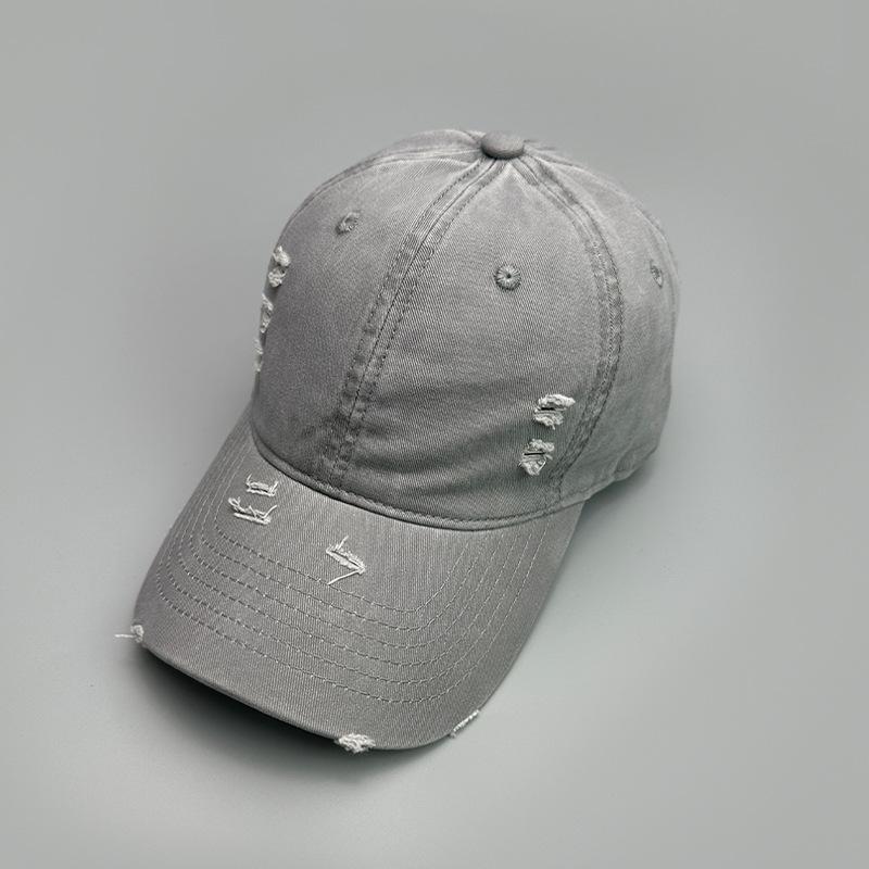 Ripped Wind Embroidery Letters Solid Color Baseball Cap Men'S And Women'S Retro Street Versatile Sunshade Cap