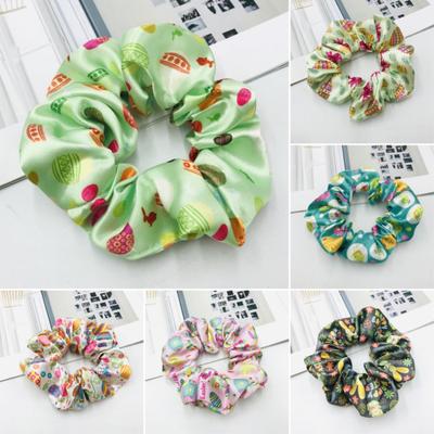 DamenHaargummi Hohe Elastizität Bunter Oster-Ei-Druck Haargummi Glatte Satin-Textur Pferdeschwanzhalter Vielseitiges Haaraccessoire