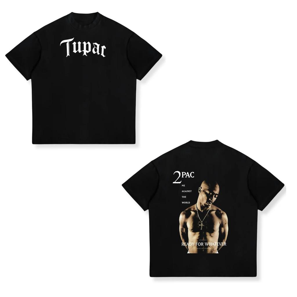 Camiseta Oversized com Manga de Rap Singer Tupac 2pac Hiphop Streetwear Moda Verão 2025 Unissex e Feminina Infantil Algodão