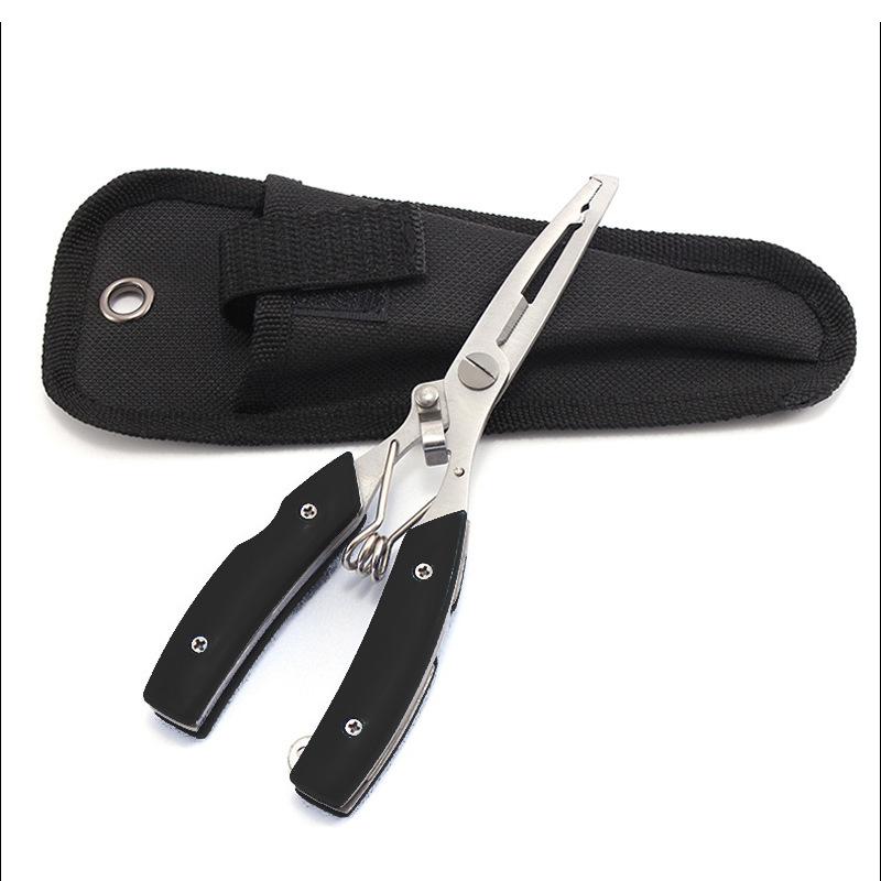 

Плоскогубцы Luia из нержавеющей стали со складным ножом-разъединителем, плоскогубцы для рыбьего рта, рыболовные ножницы, плоскогубцы с открытым кольцом, гребная веревка, инструмент для рыбалки на каяке, кемпинга 1pcs with cover чёрный