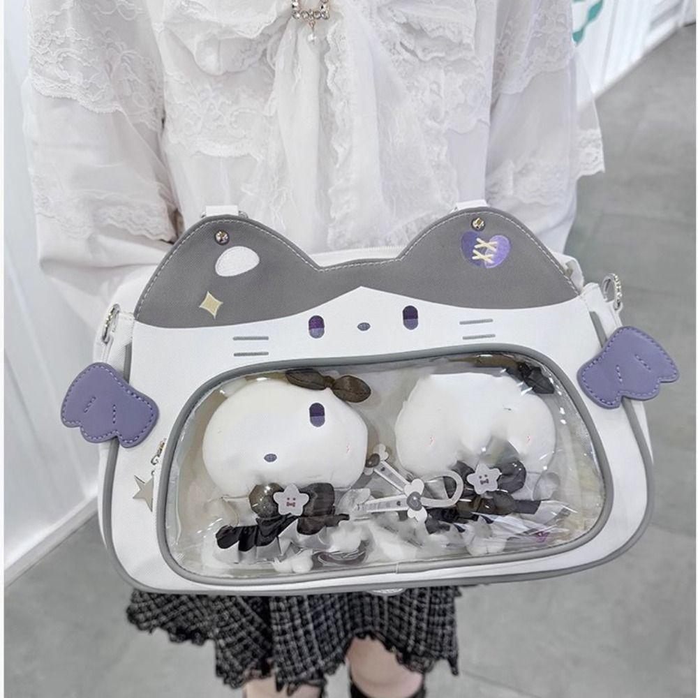 Baumwoll-Puppentasche Kawaii Katze Itabag Reißverschlusstasche Modische Rucksäcke Tragbar Transparente Tasche Reise