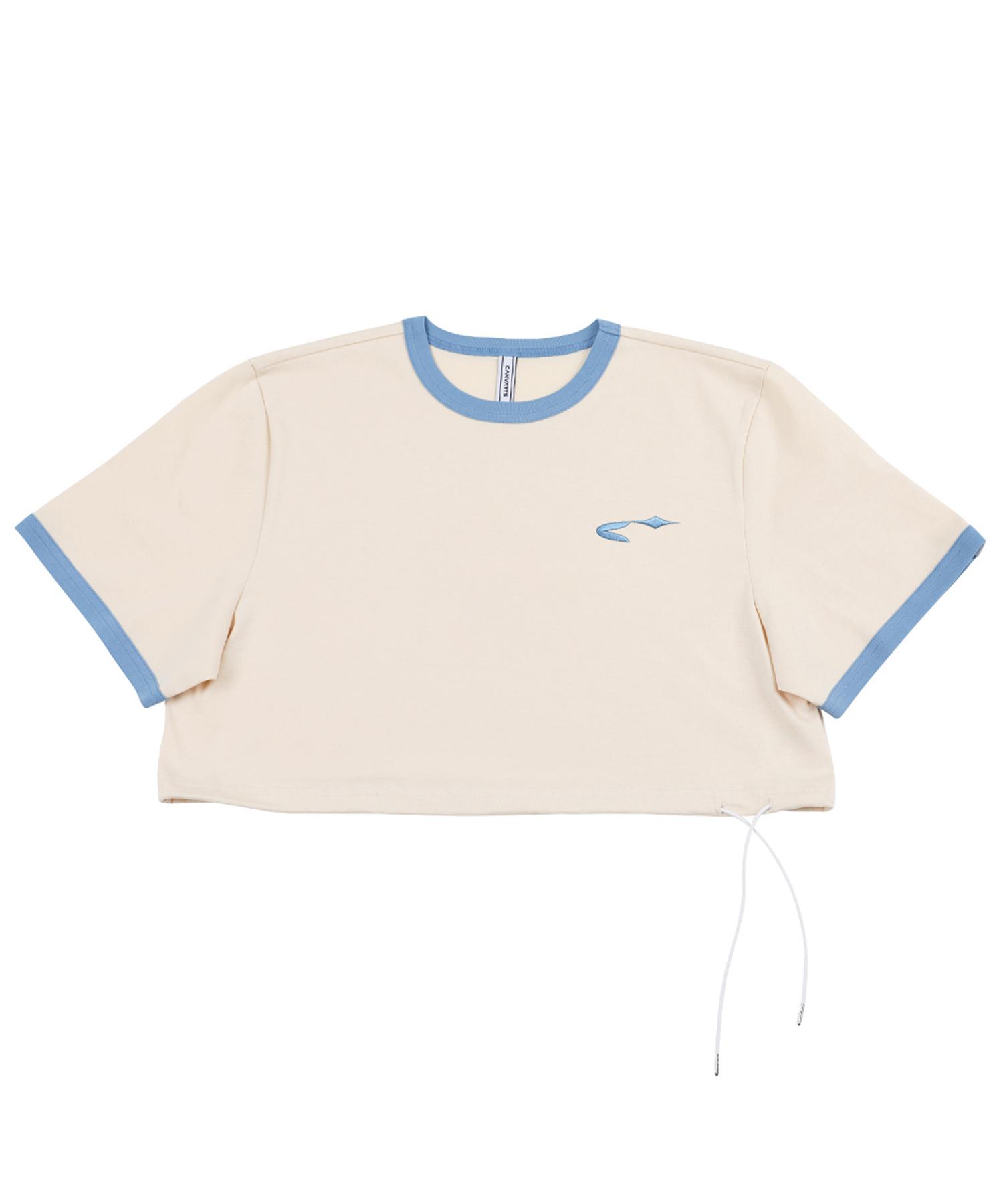Canbats Glitter Logo Crop Short Sleeve T-Shirt (Beige) Beige