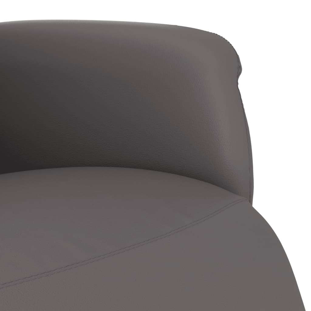 Recliner Chair with Footrest Grey Faux Leather