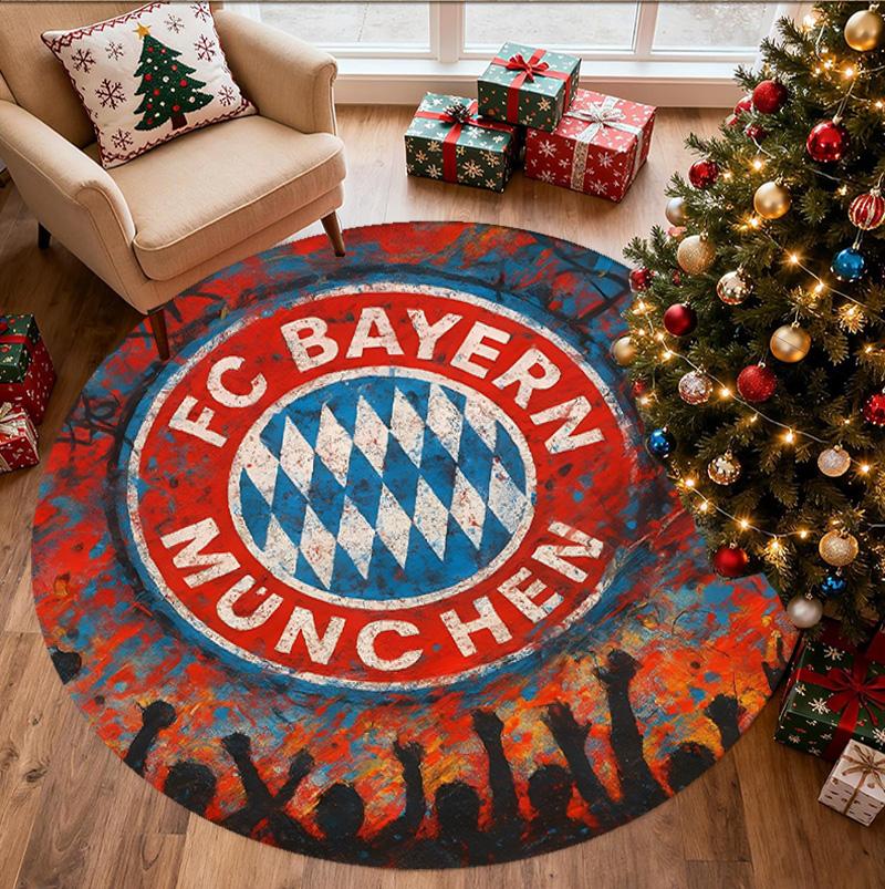 FC Bayern Muster Runder Teppich, Innen-/Außenmatte, für Picknick, Spielzimmer, Schlafzimmer, Büro, Wohnzimmer, Heimdeko Teppich, Geburtstagsgeschenk