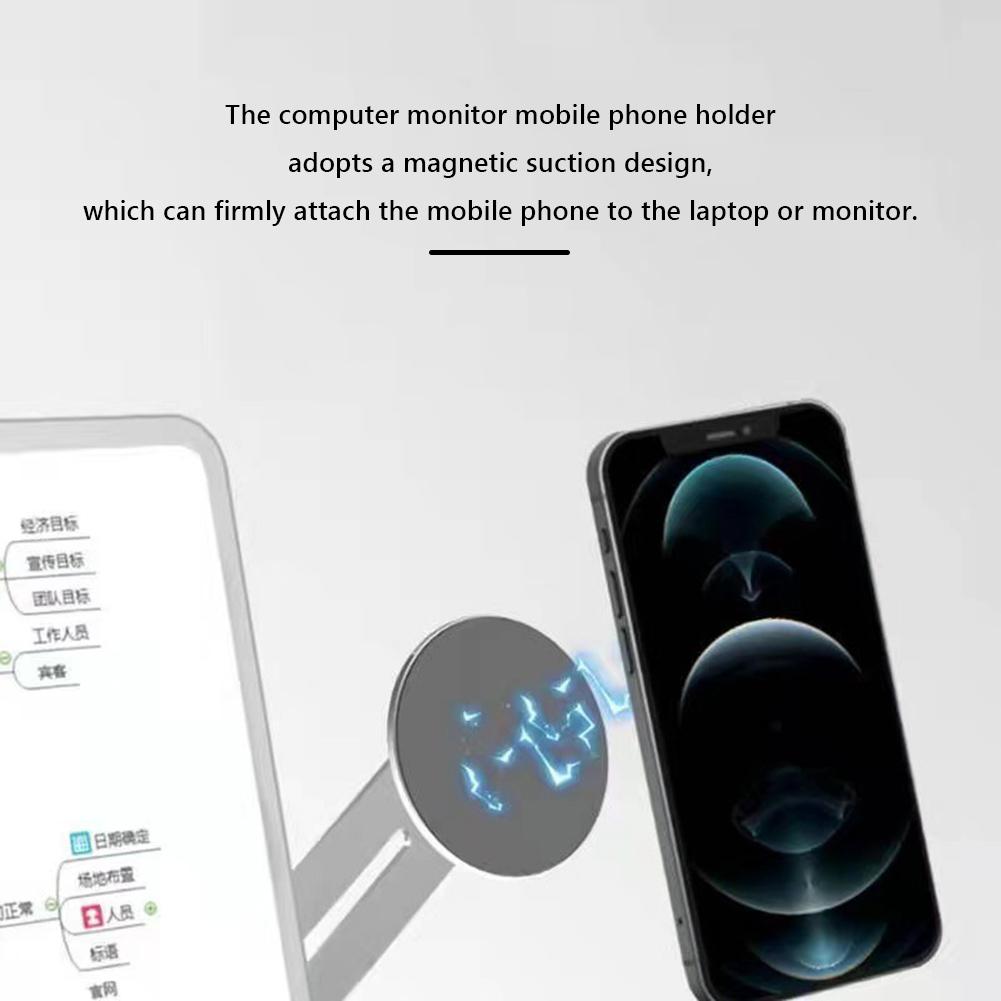 Laptop Phone Holder Foldable Laptop Or Desktop Monitor Side Mount Phone Holder Magnetic Phone Mount for iPhone 13/12 Series