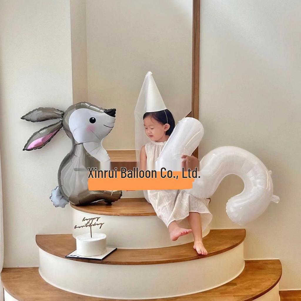 32-Inch Large White Number Aluminum Foil Balloons for Children's Birthday and Party Decorations