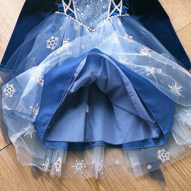 2025 Autumn/Winter Frozen Princess Elsa Long Sleeve Dress for Halloween and Holiday Gifts