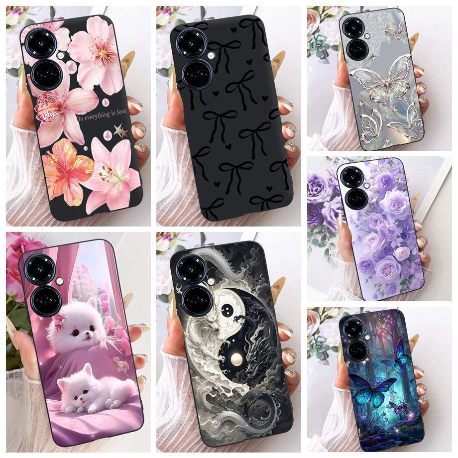 For Tecno Camon 19 Pro 19 Neo Camon19 4G Phone Case Matte Soft TPU Bumper Cover Cool Cartoon Luxury Butterfly Flower Funda