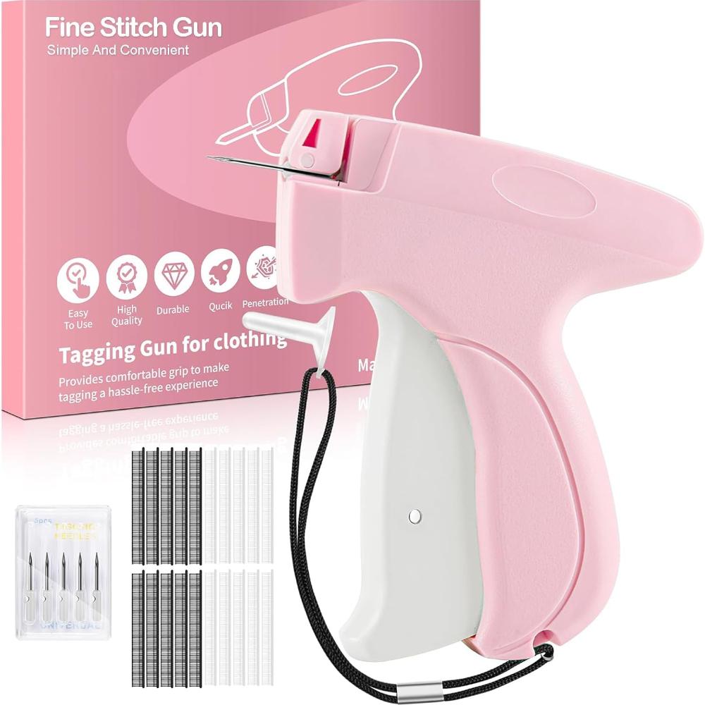 Labeling Gun for Clothing,Portable Sewing Gun for Fast Clothing Fixing,Contains 6 Spare Needles, 1000 Black Fasteners and 1000 White Fasteners
