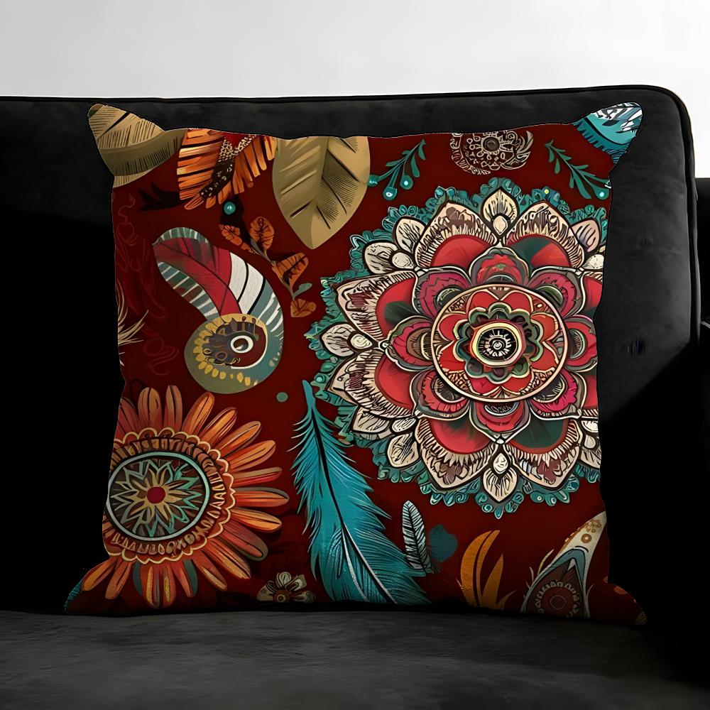 Bohemian Style Cushion Cover Pillowcase Ultra Soft Skin Friendly Fabric Cloud Like Comfort & Concealed Zipper