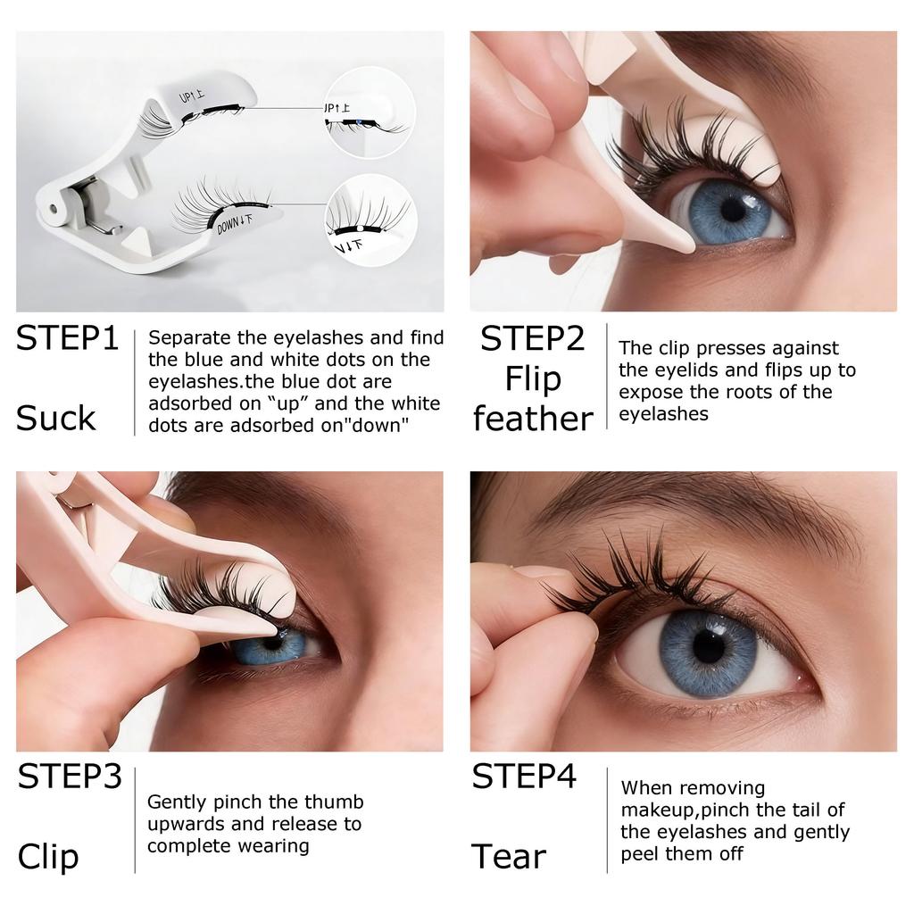 Natural Soft 3D Magnetic False Eyelashes Kit with Magnetic Clip Reusable Easy-On Eyelashes