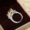 4ct Yellow Diamond Rock Sugar Ring Women's 925 Sterling Silver, Ice Flower Cut Sugar Cube Ring Niche High-end Light Luxury