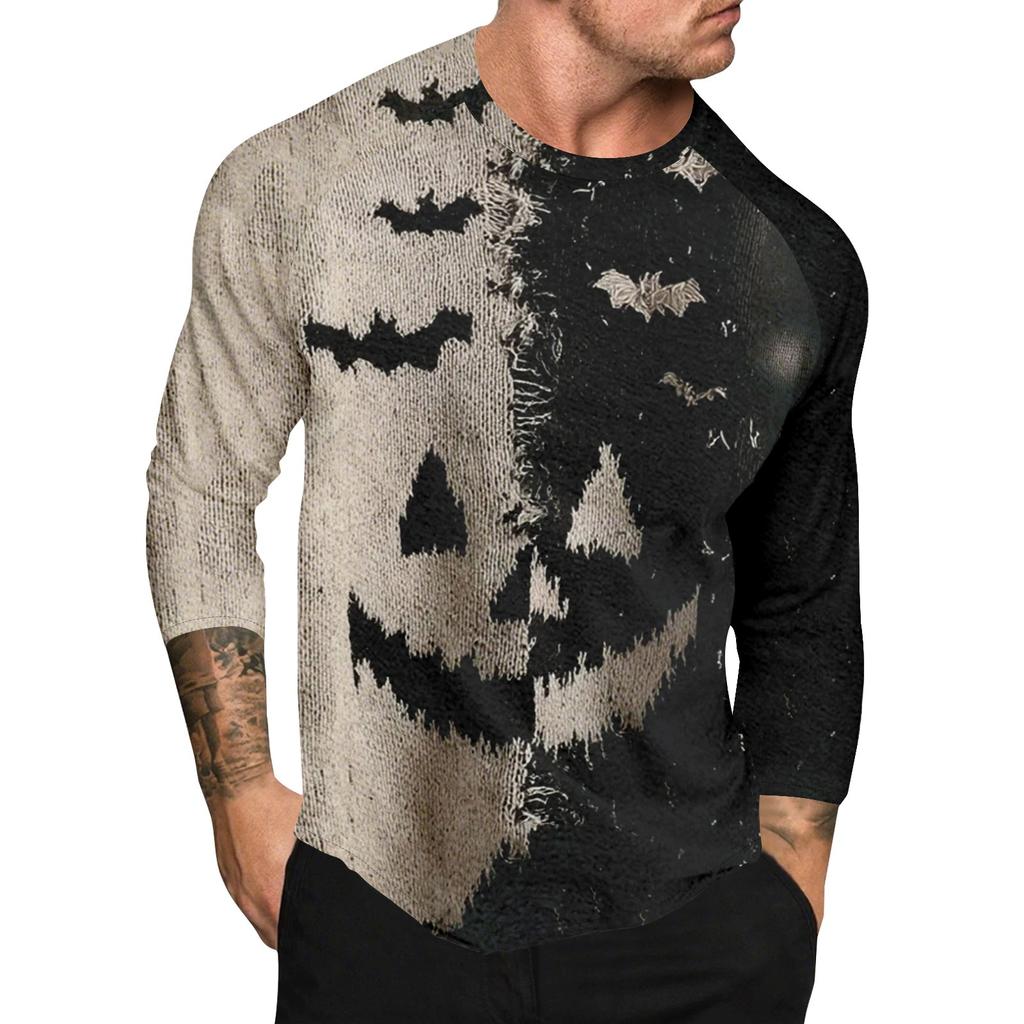 Halloween mintás raglán ujjú férfi hosszú ujjú felső