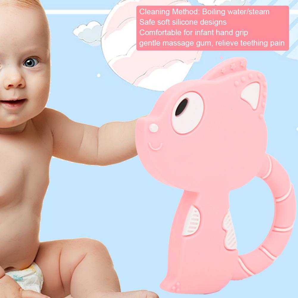 Baby Teething Toys Cute Cartoon Animal Shape Silicone Teether for Baby Kid ChildrenPink