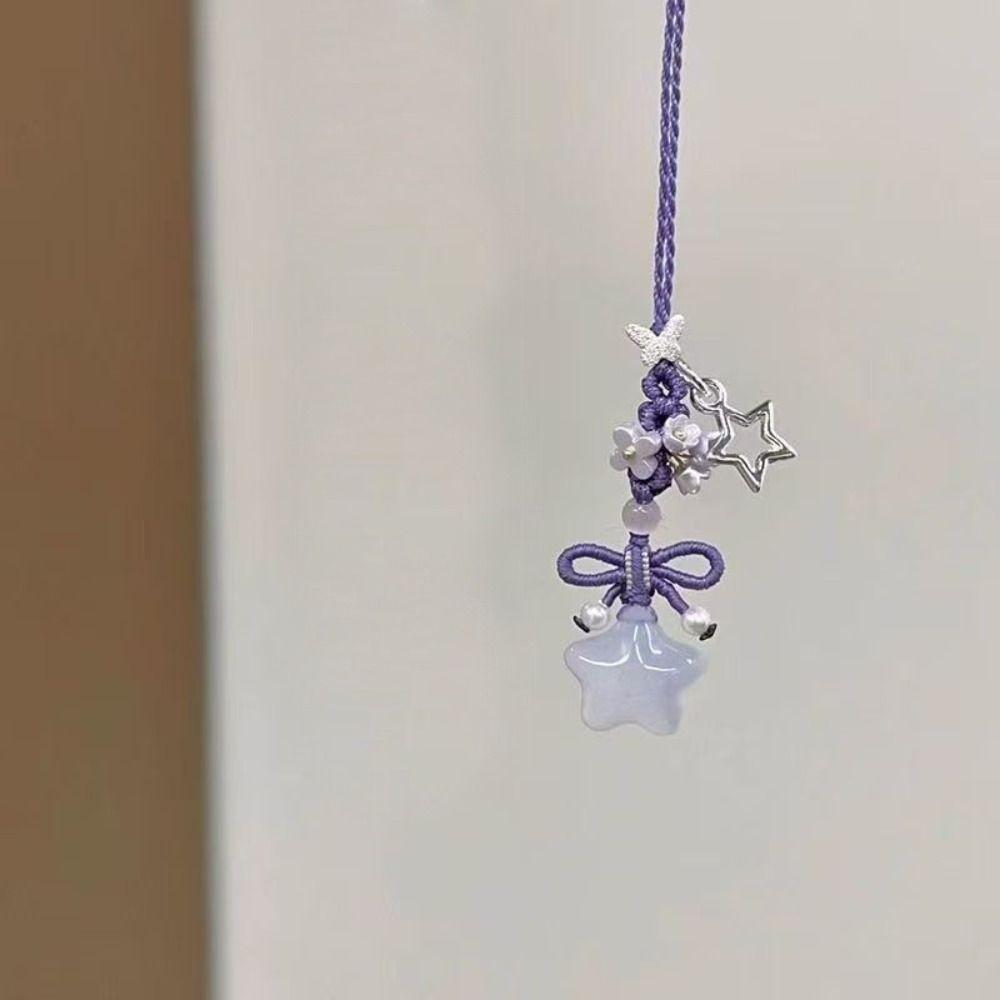Ice Transparent Star Flower Pendant Chinese Style Mobile Phone Strap Jewelry Accessories