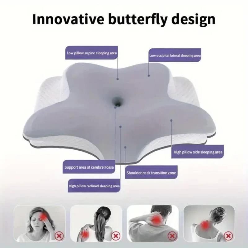Summer Cooling Memory Foam Neck Pillow Cervical Support Neck Pain Relief Breathable Contour for Side Back Stomach Sleepers