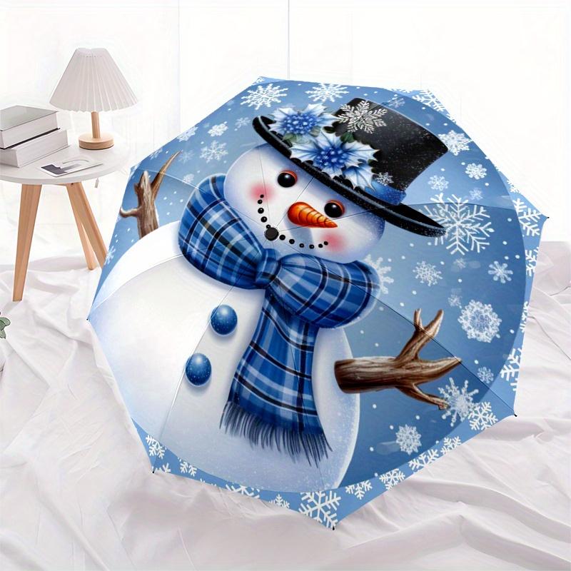 Winter Wonderland Snowman Umbrella, Portable 3-Fold Compact Umbrella,Christmas Gift ES410