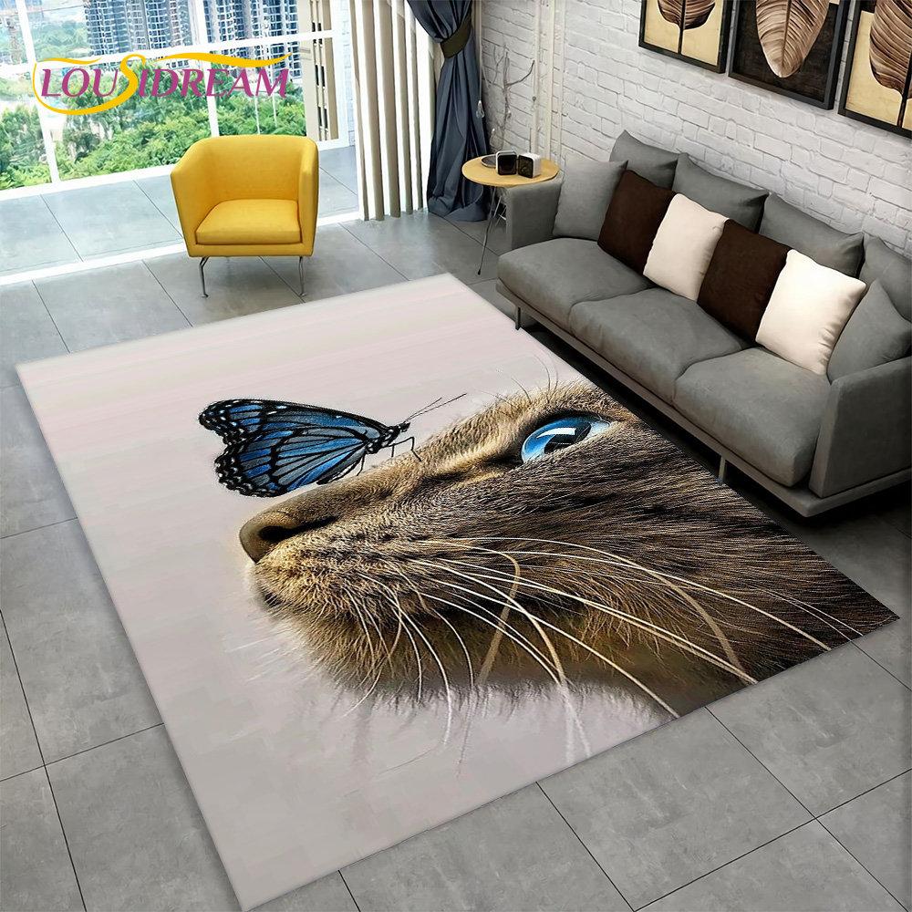 Niedlicher Katzen-Cartoon-Teppich, Teppich für Wohnzimmer, Kinderzimmer, Sofa, Fußmatte, Dekor, Kinder spielen, Krabbeln, rutschfeste Bodenmatte