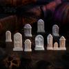 Miniature Horror Scene Props 10Pcs Mini Tombstone, 3D Printed Unpainted Gravestone Model Kit, Micro Cemetery PLA Parts Diorama Accessories, Halloween