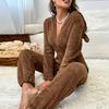 Autumn Winter thicken Velvet Women hooded Onesies casual solid Flannel Warm Woman Sleepwear Fashion Jumpsuit pajamas Home Cloth