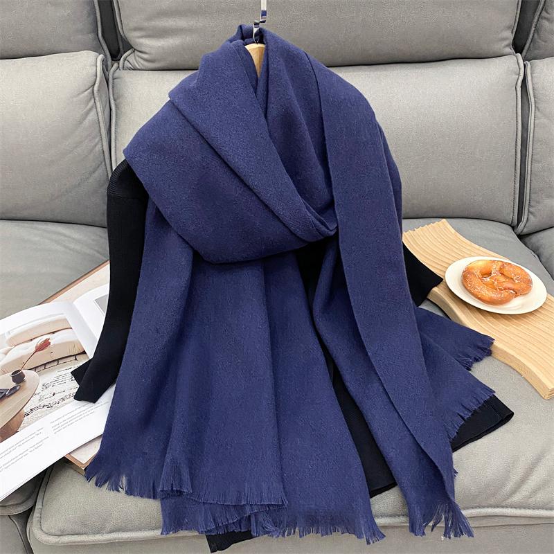 Écharpe en Cachemire d'Hiver pour Femme Châle de Luxe d'Automne Pashmina Mouchoir Pareo Dame Doux Extérieur Unisexe Coupe-vent Bufanda 70x190cm gray