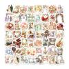 50PCS Retro Wedding PVC Sticker Aesthetic Colored DIY Sticky Decoration Scrapbooking Hand Accounting Stationery Supplies
