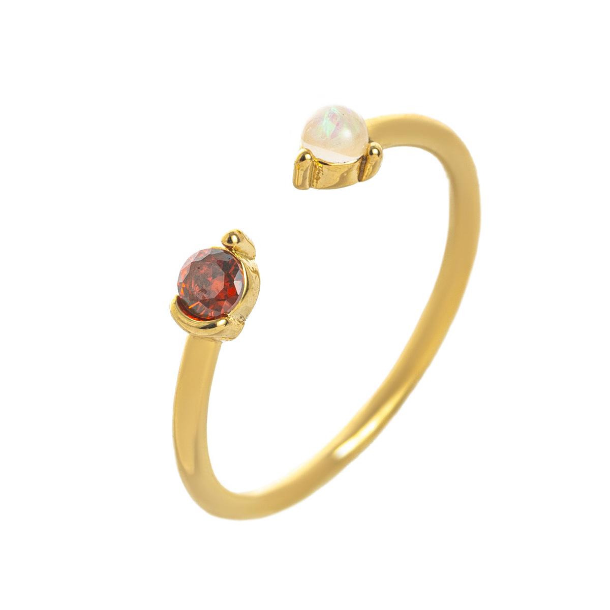 

Titanium Steel Color Retention Natural Opal Color Zircon December Birthstone Ring Plain Ring December Birthstone Plated With 18K Gold