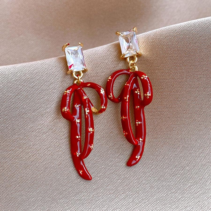 New Year s Sweet Zir*****il Drop Square Bow Earrings Earrings Vintage Earrings