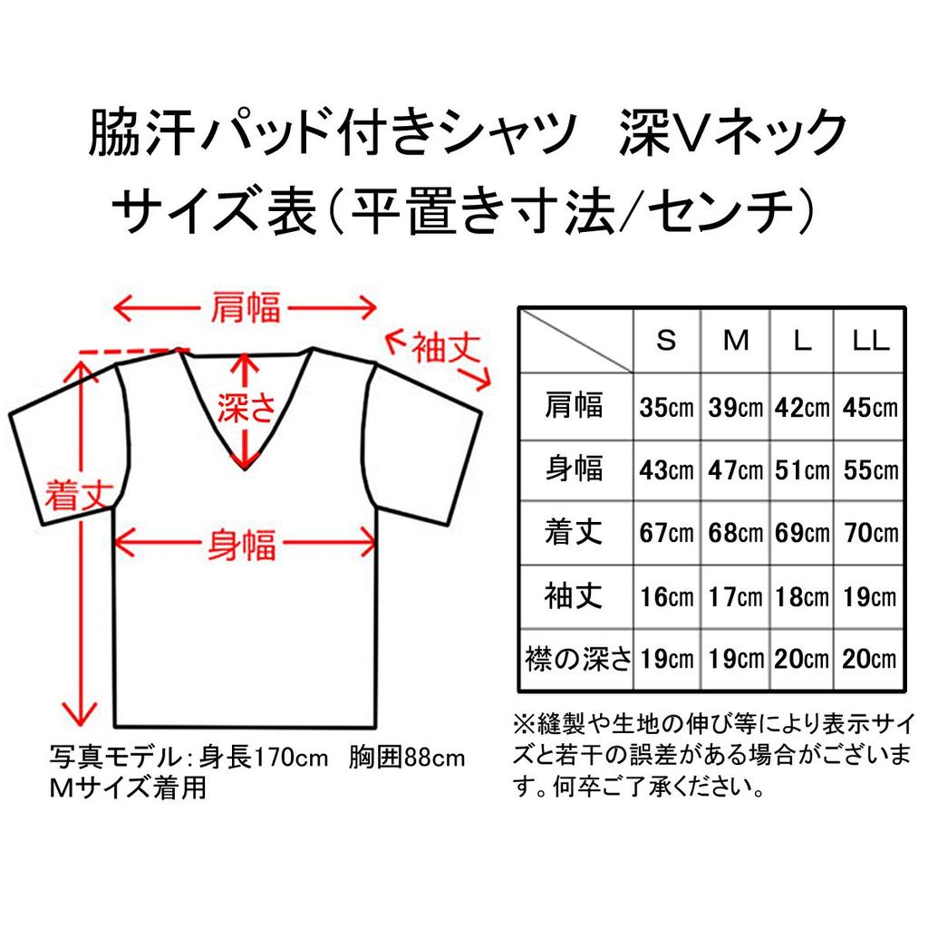 Claire Micro Cubic Deep Shirt with Underarm Sweat White V-Neck Pads, 2-Pack, Medium,