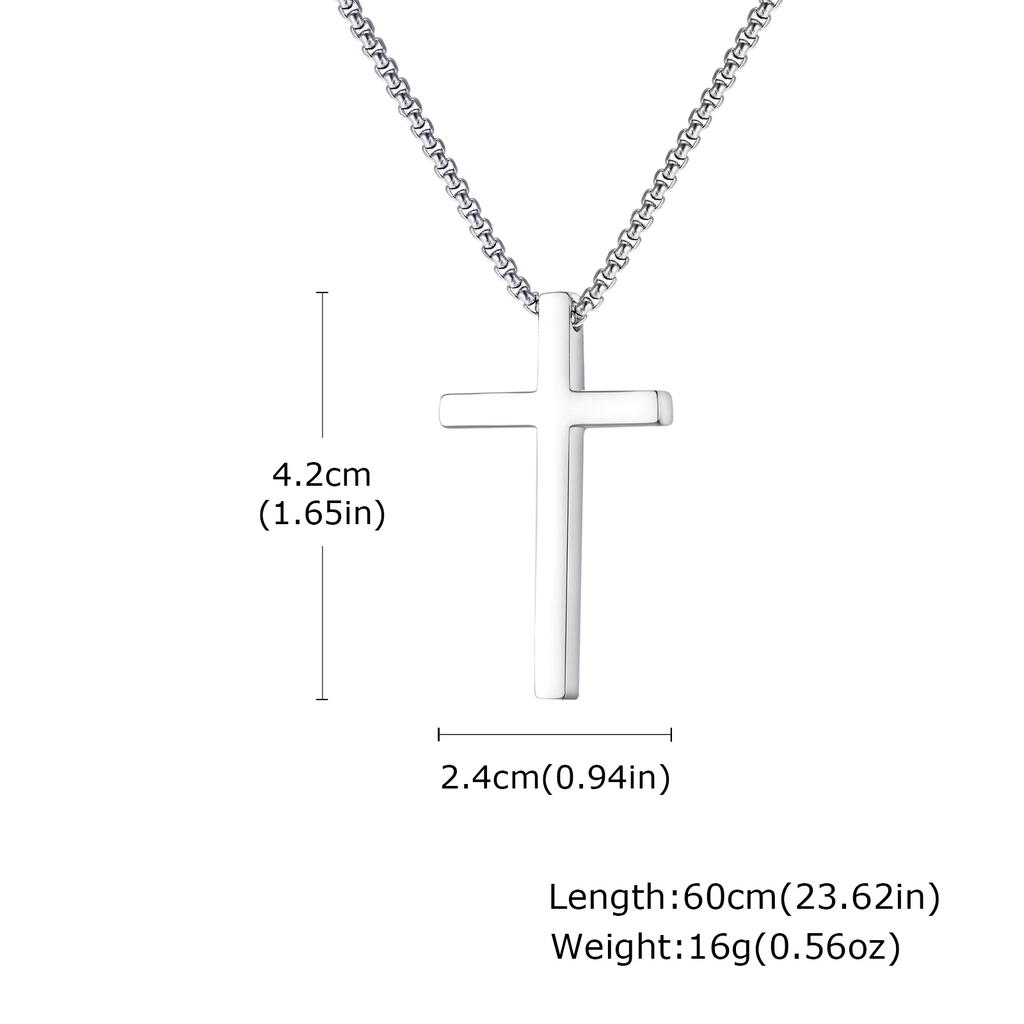 Stainless Steel Cross Necklace for Men, Christian Jesus Pendant Necklace, Catholicism Religious Faith Jewelry Easter Gifts