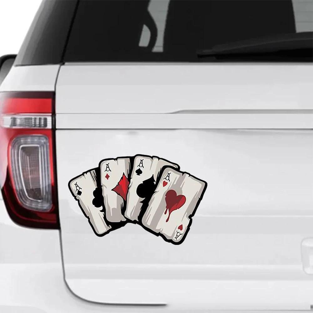 1pc Cool Motocross Stickers - Cafe Racer Fuel Tank & Car Window Playing Card Decals
