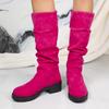 New Shoes: Matte Suede Mid-heel Slimming Plus-size Boots, Long Boots, Women's Chunk-heeled Boots