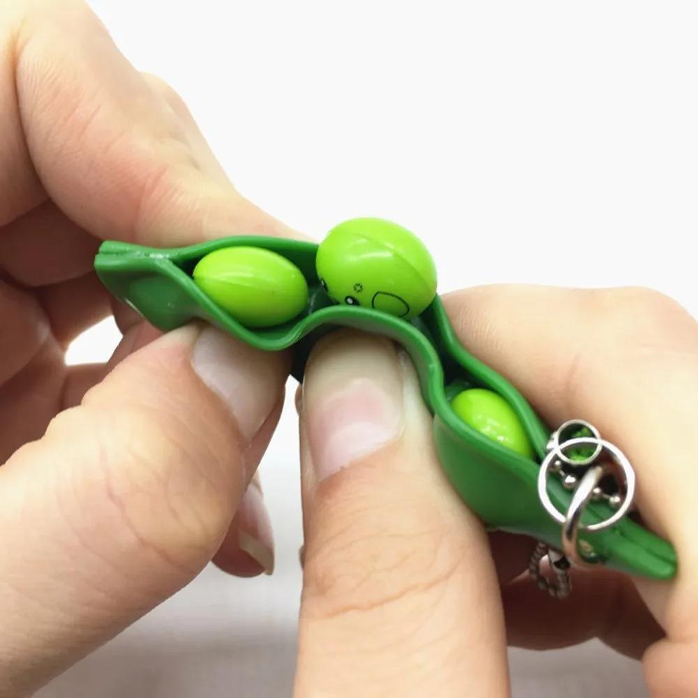 2/4/6 Szt. Uroczy Edamame Ściskany Fasolka Fidget Zabawka Breloczek, Przenośny Mini Breloczek do Odstresowania Ściskana Fasolka