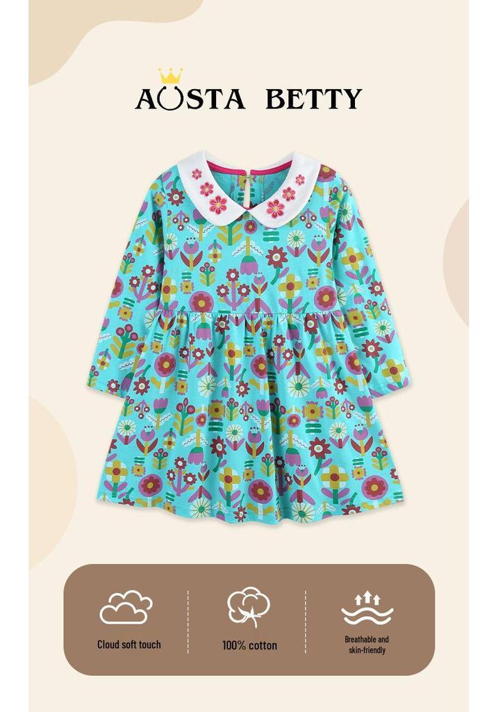 European Style Autumn Floral Princess Dresses for Girls - New Arrival Children's Clothing
