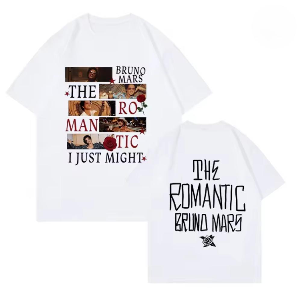 2026 Bruno Mars Romantic Tour Tshirt Tour Date Back Side Doublesided Cotton Tshirt Highquality Tees