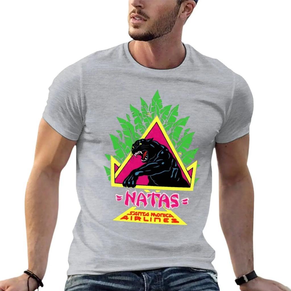 Vintage Santa Monica Airlines Natas Kaupas Funny Oversized T Shirt Printed Men Clothes 100 Cotton Streetwear Plus Size Top Tee