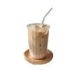 Coffee Shop Niche Retro Vertical Pattern Transparent Glass Water Cup Iced Latte Coffee Cup High Borosilicate Glass Single Layer Cup