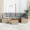 7 Piece Beige Garden Sofa Set with Cushions