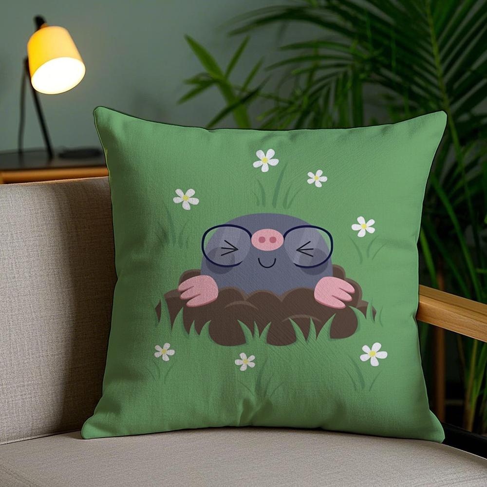 Cute Animal Cushion Cover Plush Fabric Soft Double-Sided Printed Invisible Zipper Sofa Pillow Case Home Decor