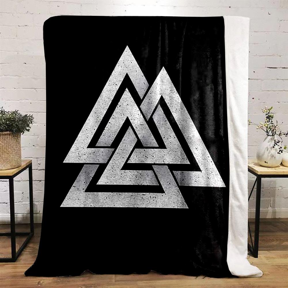 Viking Valknut Symbol Design printed Flannel blanket for bedroom, living room, sofa, and nap