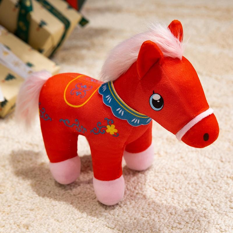 Kleurrijk Bedrukte Kleine Paard Pluche Speelgoed Zacht Gevuld Mythologie Paard Poppetje Nieuwjaars Maskotte Knuffelbaar Kinder Cadeau 20cm
