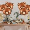 5pcs Cartoon Brown Bear Head Aluminum Foil Balloon Set Cute Animal Theme Party Decoration Birthday Balloons Festival Photo Props
