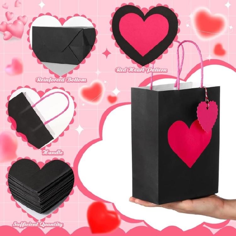 Pack of 12 Eye Catching Heart Gift Bags Elegant Heart Gift Bags Present Pouches For Birthdays And Festival Event